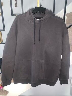 HOLLISTER -Woman’s Oversized Dark Grey Pullover Hoodie with Kangaroo Pocket
